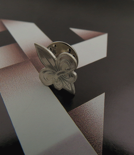 Pin Grabado en Plata Flor de lis