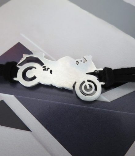Pulsera Moto Cuero Plano