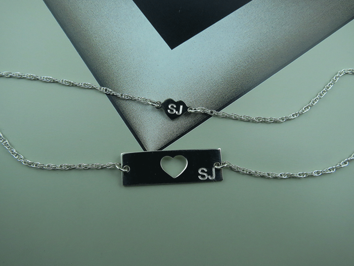 Pulseras Placa Corazón Cadena Entorchada - Imagen 3