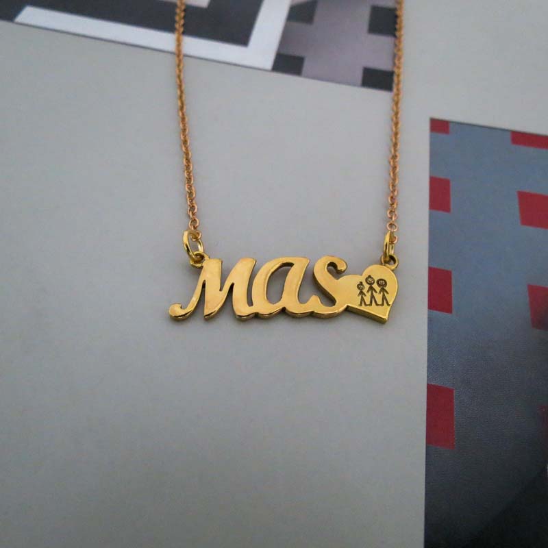 Dije nombre en Plata con baño Oro - Imagen 2