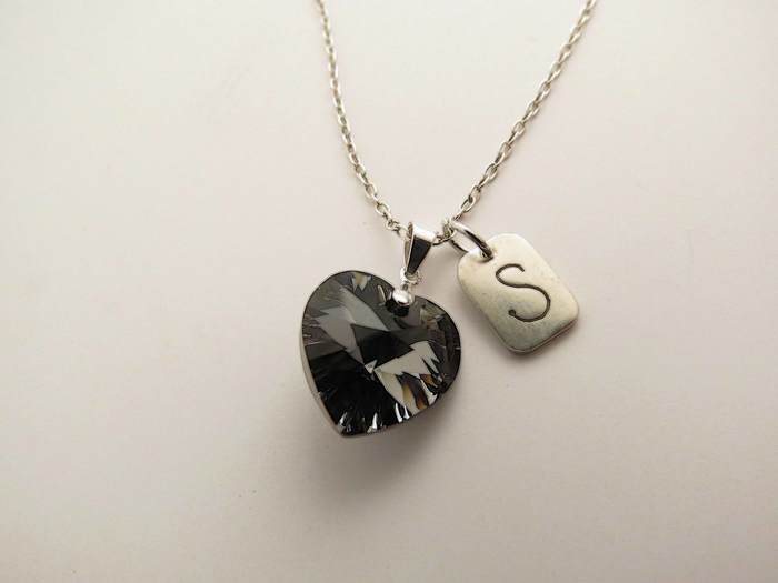 Dije Corazón Swarovski con Placa Inicial - Imagen 3