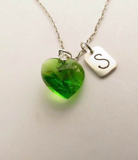 Dije Corazón Swarovski con Placa Inicial