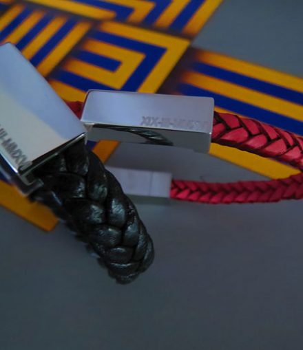 Pulseras Placa Pequeña Cuero Trenzado Plano