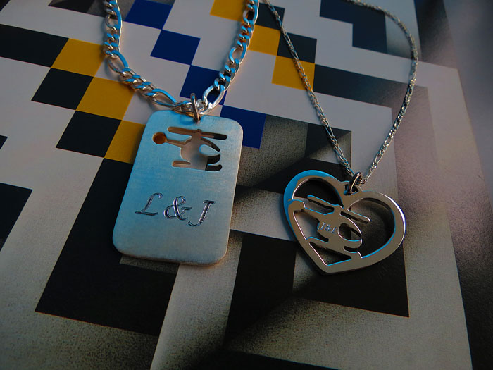 Dijes Pareja Placa - Corazón Personalizado