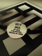 Pulsera PlataGrabadoManoCuero (3)