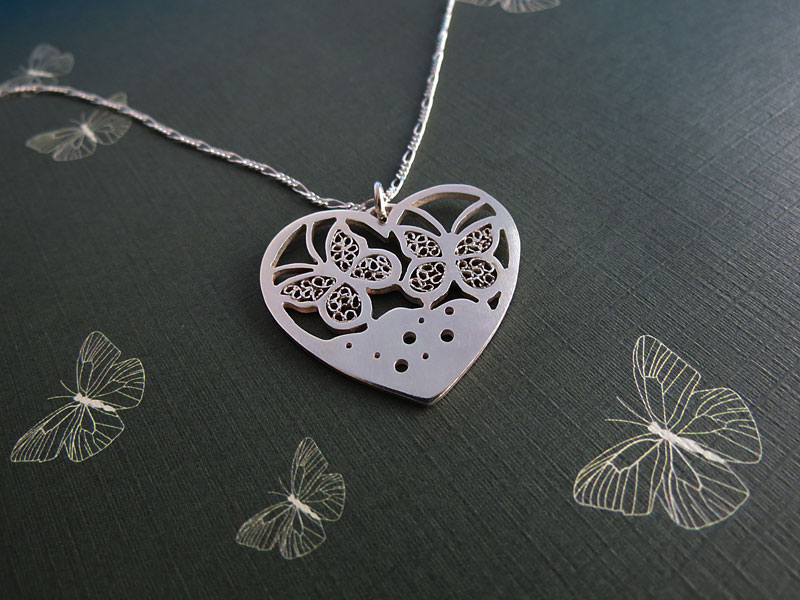 Dije Corazón-Mariposas Filigrana - Imagen 3