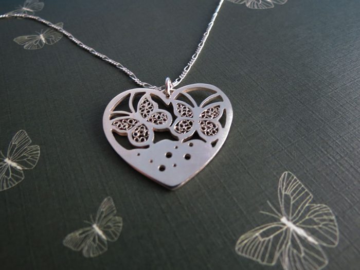 Dije Corazón-Mariposas Filigrana - Imagen 2