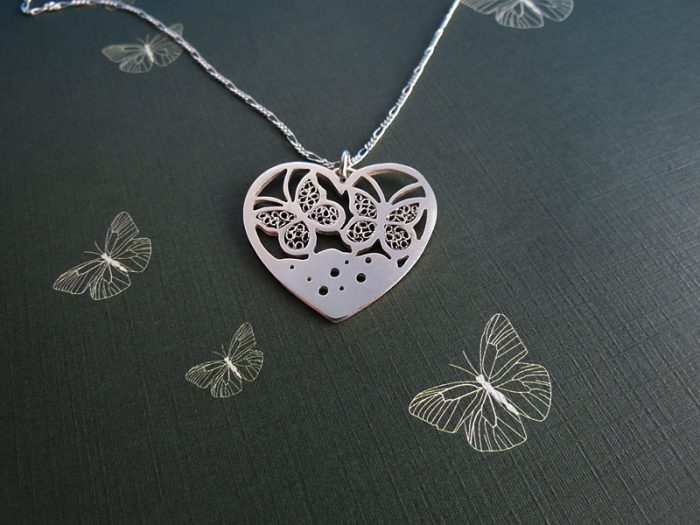 Dije Corazón-Mariposas Filigrana - Imagen 4