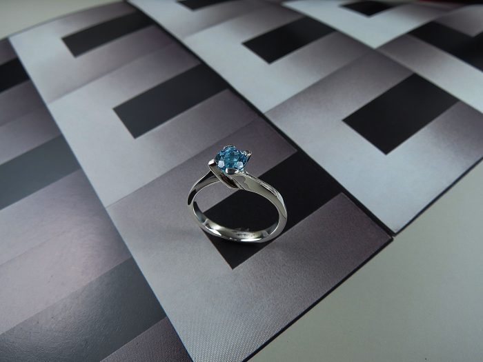 Anillo Compromiso Chatón Curvo Con Topacio - Imagen 3