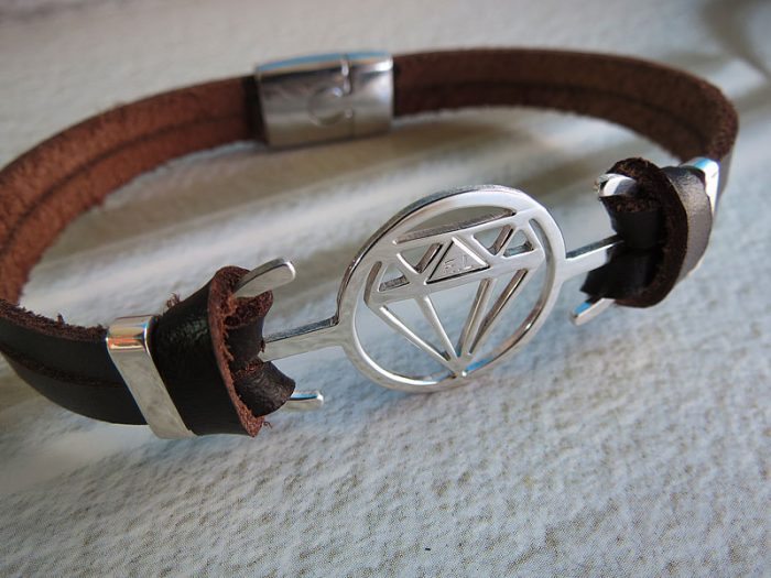 Pulsera Diseño Grabado Personalizado Con Cuero