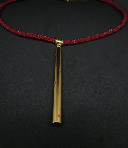 Collar Cilindro Colgante Miyuki Rojo