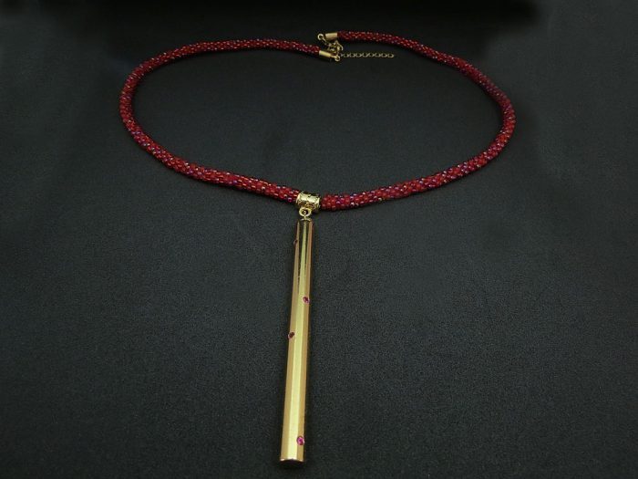 Collar Cilindro Colgante Miyuki Rojo - Imagen 2