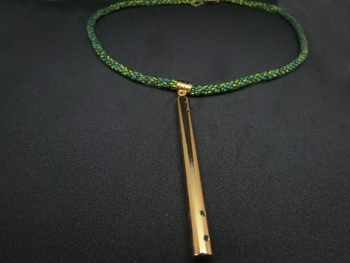 Collar Cilindro Colgante Miyuki Verde
