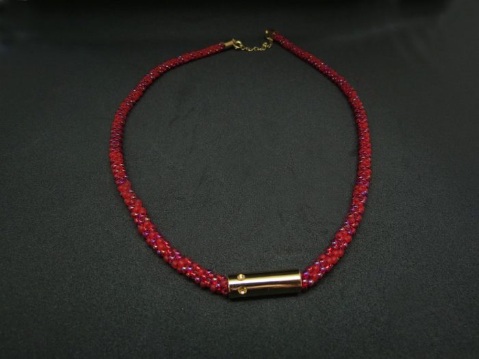 Collar Cilindro Incrustado Miyuki Rojo - Imagen 3