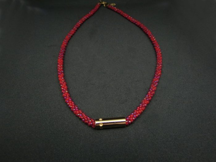 Collar Cilindro Incrustado Miyuki Rojo - Imagen 2