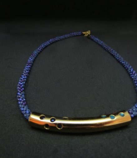 Collar Cuvo Incrustado Miyuki Púrpura