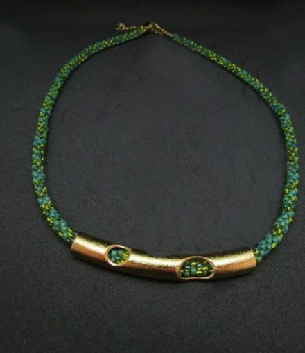Collar Cuvo Incrustado Miyuki Verde