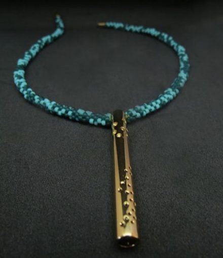Collar Cilindro Colgante Miyuki Azul