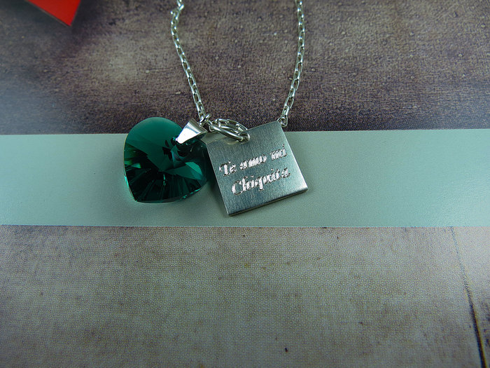 Dije Corazón Swarovski Con Placa Grande - Imagen 3