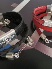Pulseras Placa Pequeña Con Doble Cuero