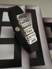 Pulsera Dijes Rectangulares Con Cuero (1)