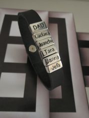 Pulsera Dijes Rectangulares Con Cuero (2)