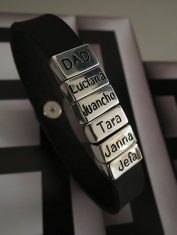 Pulsera Dijes Rectangulares Con Cuero (3)