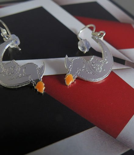 Aretes Gato En La Luna